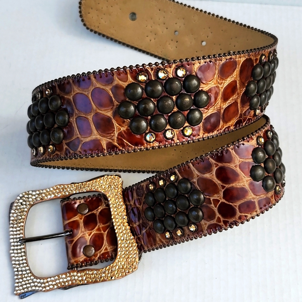 B.B. SIMON SWAROVSKI CRYSTALS AND ITALIAN LEATHER BELT